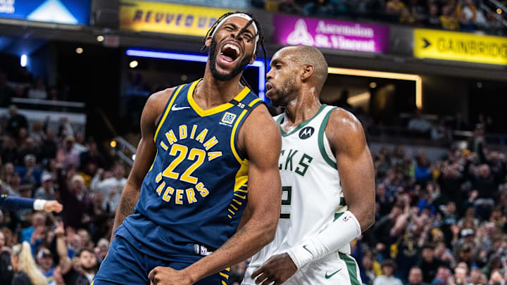 Jan 3, 2024; Indianapolis, Indiana, USA; Indiana Pacers forward Isaiah Jackson (22) celebrates a