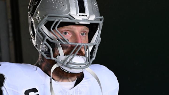 Las Vegas Raiders defensive end Maxx Crosby (98) in the tunnel against the Philadelphia Eagles at Lincoln Financial Field.