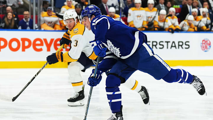 Dec 9, 2023; Toronto, Ontario, CAN; Toronto Maple Leafs right wing Mitchell Marner (16) shoots the
