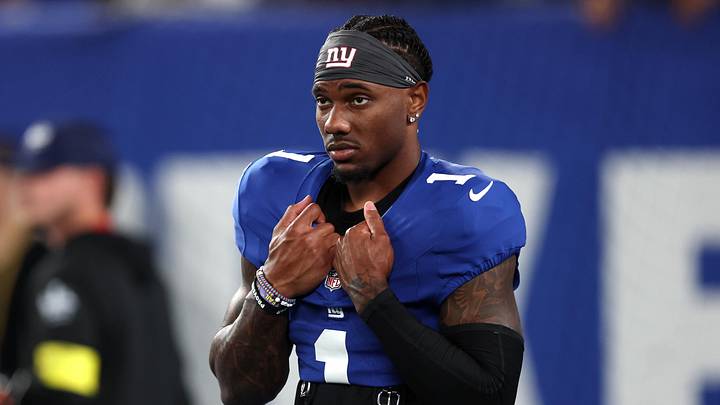 New York Giants wide receiver Malik Nabers (1) looks on before the game against the Kansas City Chiefs at MetLife Stadium. Mandatory Credit: Vincent Carchietta-Imagn Images New York Giants wide receiver Malik Nabers (1) looks on before the game against the Kansas City Chiefs at MetLife Stadium. Mandatory Credit: Vincent Carchietta-Imagn Images