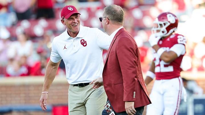 Oklahoma head coach Brent Venables smiles alongside athletic director Roger Denny at Gaylord Family-Oklahoma Memorial Stadium. | Kevin Jairaj-Imagn Images Oklahoma head coach Brent Venables smiles alongside athletic director Roger Denny at Gaylord Family-Oklahoma Memorial Stadium. | Kevin Jairaj-Imagn Images