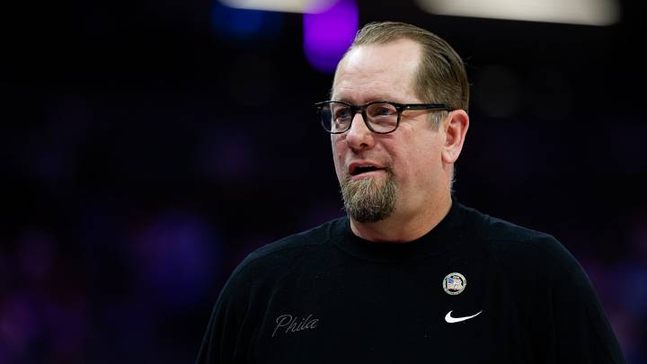 Philadelphia 76ers head coach Nick Nurse walks back to the bench during the second quarter against the Sacramento Kings at Golden 1 Center. 