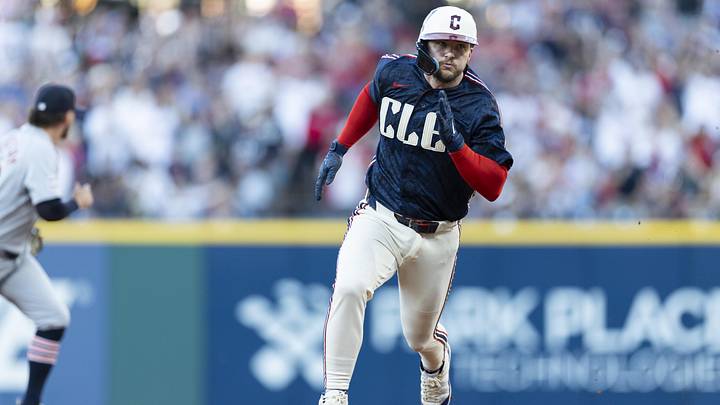Jun 12, 2026: Cleveland Guardians catcher Patrick Bailey (16) heads toward third base on his way to score against the Detroit Tigers during the second inning at Progressive Field. Jun 12, 2026: Cleveland Guardians catcher Patrick Bailey (16) heads toward third base on his way to score against the Detroit Tigers during the second inning at Progressive Field.