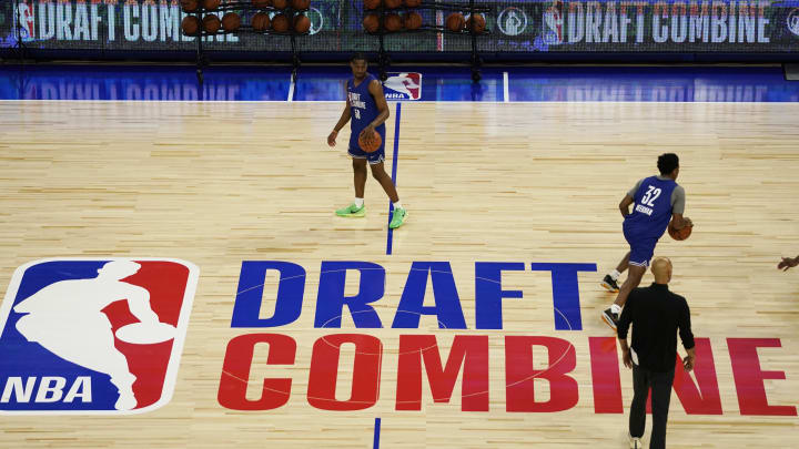 May 14, 2024; Chicago, IL, USA; Bronny James (50) participates in drills during the 2024 NBA Draft Combine at Wintrust Arena. Mandatory Credit: David Banks-USA TODAY Sports May 14, 2024; Chicago, IL, USA; Bronny James (50) participates in drills during the 2024 NBA Draft Combine at Wintrust Arena. Mandatory Credit: David Banks-USA TODAY Sports