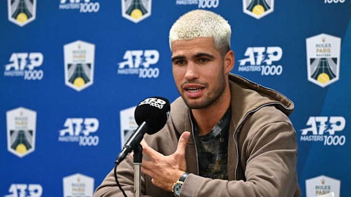 Carlos Alcaraz discussed the court conditions at the 2025 Rolex Paris Masters. Carlos Alcaraz discussed the court conditions at the 2025 Rolex Paris Masters.