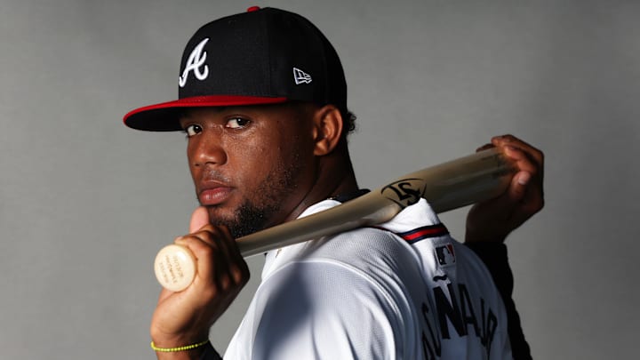 Atlanta Braves right fielder Ronald Acuna Jr. (13) poses for a photo during media day at CoolToday Park. Mandatory Credit: Kim Klement Neitzel-Imagn Images