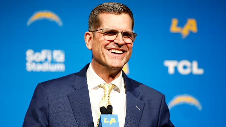 Los Angeles Chargers head coach Jim Harbaugh