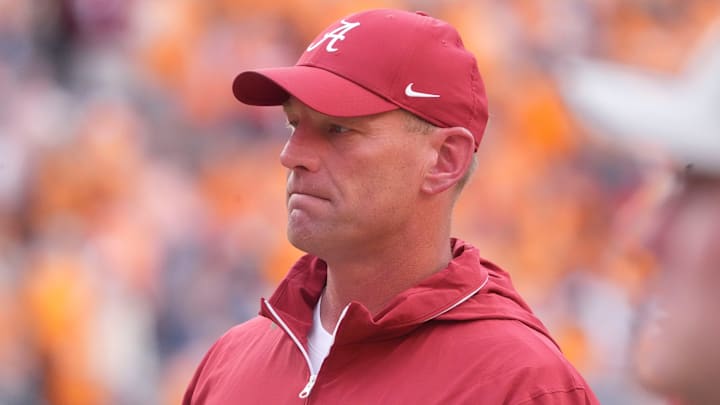 Alabama football coach Kalen DeBoer during the NCAA college football game against Tennessee on Saturday, Oct. 19, 2024, in Knoxville. Tenn.