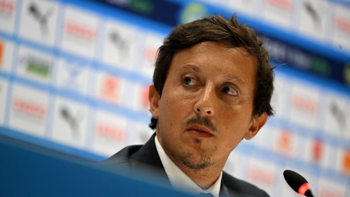 Pablo Longoria en conférence de presse.