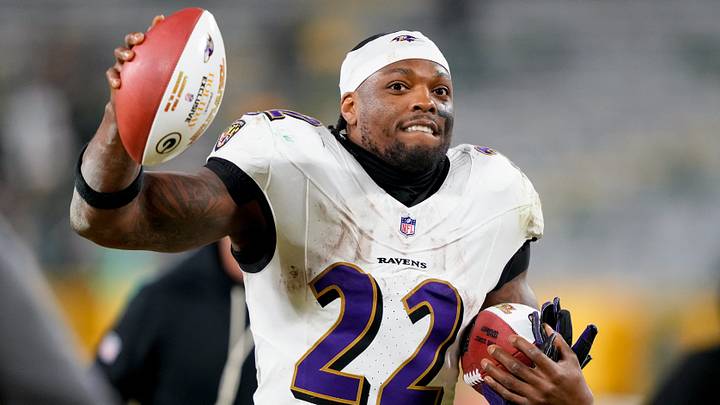 Dec 27, 2025; Green Bay, Wisconsin, USA; Baltimore Ravens running back Derrick Henry (22) celebrates after the game against the Green Bay Packers at Lambeau Field. Mandatory Credit: Kayla Wolf-Imagn Images Dec 27, 2025; Green Bay, Wisconsin, USA; Baltimore Ravens running back Derrick Henry (22) celebrates after the game against the Green Bay Packers at Lambeau Field. Mandatory Credit: Kayla Wolf-Imagn Images