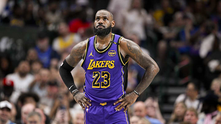 Los Angeles Lakers forward LeBron James (23) during the game between the Dallas Mavericks and the Los Angeles Lakers at American Airlines Center.