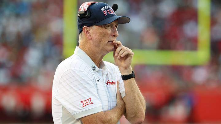 Sep 12, 2026; Houston, Texas, USA; Houston Cougars head coach Willie Fritz looks on from the sideline during the second quarter against the Southern University Jaguars at TDECU Stadium. Mandatory Credit: Troy Taormina-Imagn Images Sep 12, 2026; Houston, Texas, USA; Houston Cougars head coach Willie Fritz looks on from the sideline during the second quarter against the Southern University Jaguars at TDECU Stadium. Mandatory Credit: Troy Taormina-Imagn Images