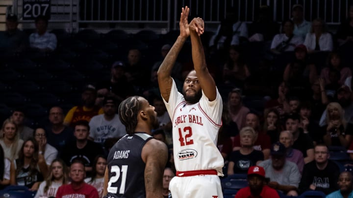 Assembly Ball's Al Durham attempts a jump shot July 19, 2025, against Fail Harder in The Basketball Tournament. Assembly Ball's Al Durham attempts a jump shot July 19, 2025, against Fail Harder in The Basketball Tournament.
