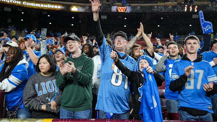 Detroit Lions fans cheer on after 44-22 win over Washington Commanders. Detroit Lions fans cheer on after 44-22 win over Washington Commanders.