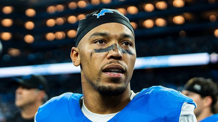 Detroit Lions wide receiver Amon-Ra St. Brown (14) leads the field against the New Orleans Saints at Ford Field in Detroit on Sunday Sept. 13, 2026.