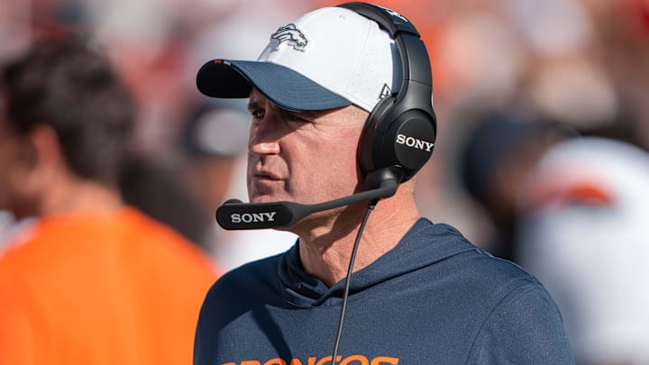 August 9, 2025; Santa Clara, California, USA; Denver Broncos special teams coordinator Darren Rizzi before the game against the San Francisco 49ers at Levi's Stadium. 