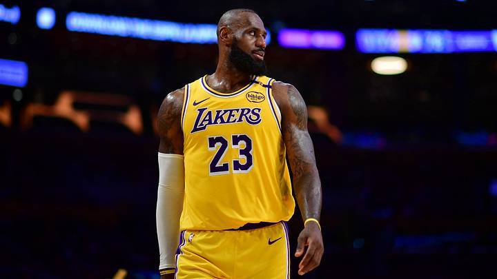 Los Angeles Lakers forward LeBron James (23) against the New York Knicks during the second half at Crypto.com Arena. Los Angeles Lakers forward LeBron James (23) against the New York Knicks during the second half at Crypto.com Arena.