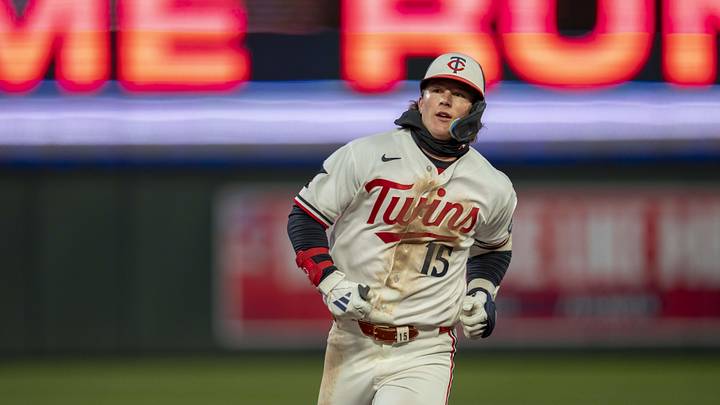Apr 6, 2026; Minneapolis, Minnesota, USA; Minnesota Twins second baseman Luke Keaschall (15) rounds the bases after hitting a two-run home run against the Detroit Tigers in the fourth inning at Target Field. Mandatory Credit: Jesse Johnson-Imagn Images Apr 6, 2026; Minneapolis, Minnesota, USA; Minnesota Twins second baseman Luke Keaschall (15) rounds the bases after hitting a two-run home run against the Detroit Tigers in the fourth inning at Target Field. Mandatory Credit: Jesse Johnson-Imagn Images