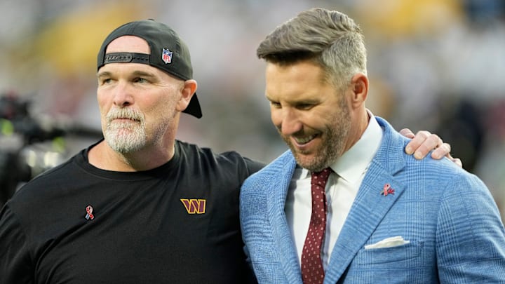 Washington Commanders head coach Dan Quinn and general manager Adam Peters
