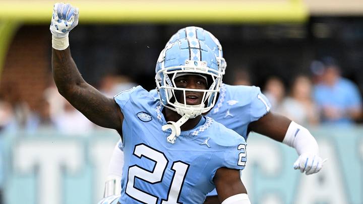 Sep 7, 2024; Chapel Hill, North Carolina, USA; North Carolina Tar Heels defensive back Kaleb Cost (21) reacts in the 1st quarter at Kenan Memorial Stadium. Mandatory Credit: Bob Donnan-Imagn Images Sep 7, 2024; Chapel Hill, North Carolina, USA; North Carolina Tar Heels defensive back Kaleb Cost (21) reacts in the 1st quarter at Kenan Memorial Stadium. Mandatory Credit: Bob Donnan-Imagn Images