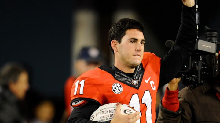 Nov 23, 2013; Athens, GA, USA; Georgia Bulldogs quarterback Aaron Murray (11) enters the field for the last time on senior night against the Kentucky Wildcats at Sanford Stadium. Georgia defeated Kentucky 59-17. Mandatory Credit: Dale Zanine-Imagn Images Nov 23, 2013; Athens, GA, USA; Georgia Bulldogs quarterback Aaron Murray (11) enters the field for the last time on senior night against the Kentucky Wildcats at Sanford Stadium. Georgia defeated Kentucky 59-17. Mandatory Credit: Dale Zanine-Imagn Images