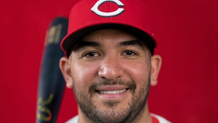 Cincinnati Reds catcher Jose Trevino (35) during the annual team picture day at the Cincinnati Reds Player Development Complex in Goodyear, Ariz., on Tuesday, Feb. 18, 2025.