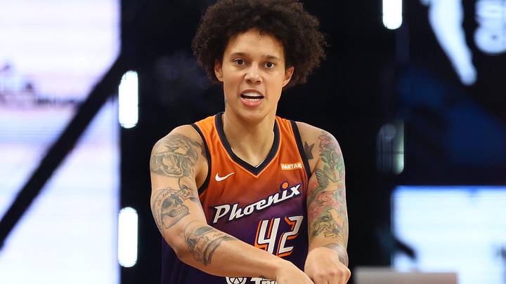 Jul 19, 2024; Phoenix, AZ, USA; Phoenix Mercury player Brittney Griner in the skills challenge during the WNBA All-Star Skills Night at the Footprint Center. Mandatory Credit: Mark J. Rebilas-Imagn Images