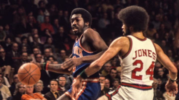 New York Knicks guard Earl Monroe against the the Milwaukee Bucks. Mandatory Credit: Malcolm Emmons-USA TODAY Network. New York Knicks guard Earl Monroe against the the Milwaukee Bucks. Mandatory Credit: Malcolm Emmons-USA TODAY Network.
