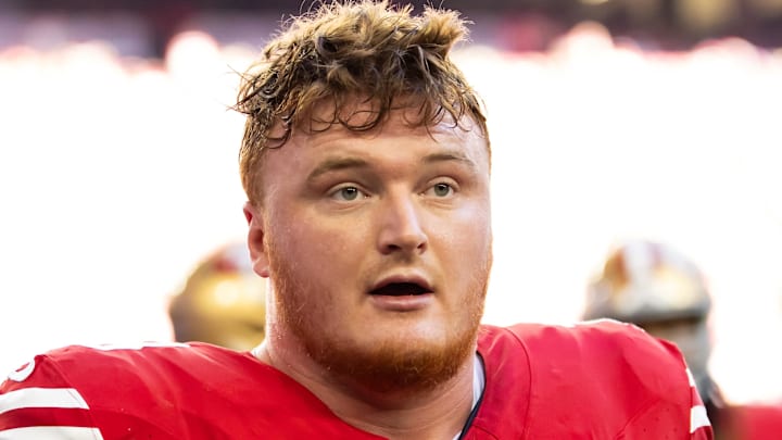 Dec 17, 2023; Glendale, Arizona, USA; San Francisco 49ers offensive lineman Ben Bartch (78) against the Arizona Cardinals at State Farm Stadium. Mandatory Credit: Mark J. Rebilas-USA TODAY Sports Dec 17, 2023; Glendale, Arizona, USA; San Francisco 49ers offensive lineman Ben Bartch (78) against the Arizona Cardinals at State Farm Stadium. Mandatory Credit: Mark J. Rebilas-USA TODAY Sports