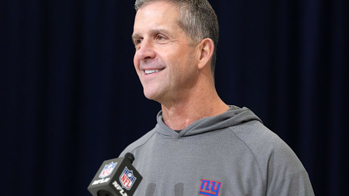 New York Giants head coach John Harbaugh