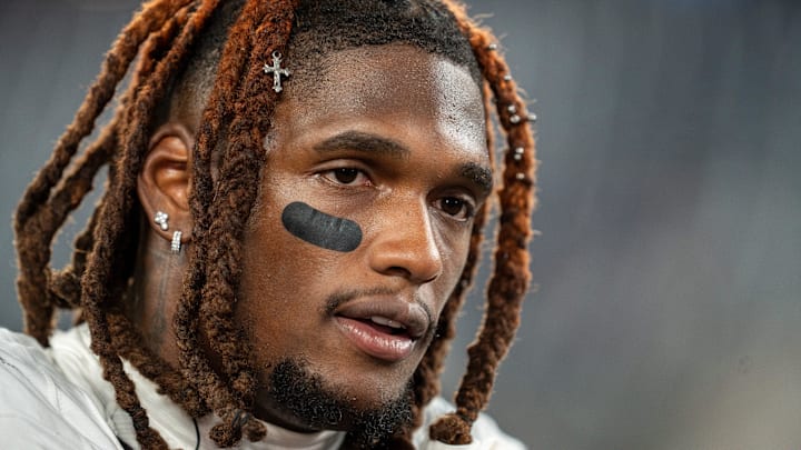 Dallas Cowboys wide receiver CeeDee Lamb takes off his helmet following the end of the game at MetLife Stadium. 