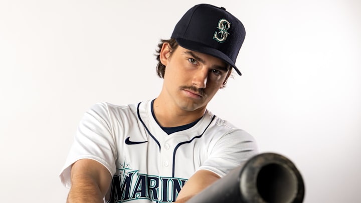 Seattle Mariners infielder Cole Young poses for a portrait during media day Feb. 20 at Peoria Sports Complex. Seattle Mariners infielder Cole Young poses for a portrait during media day Feb. 20 at Peoria Sports Complex.