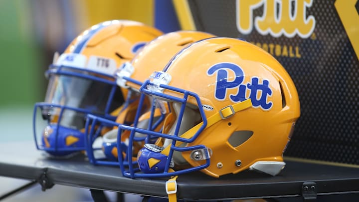 Sep 21, 2019; Pittsburgh, PA, USA; Pittsburgh Panthers football helmets on the sidelines against the UCF Knights during the second quarter at Heinz Field. Pittsburgh won 35-34. Mandatory Credit: Charles LeClaire-Imagn Images Sep 21, 2019; Pittsburgh, PA, USA; Pittsburgh Panthers football helmets on the sidelines against the UCF Knights during the second quarter at Heinz Field. Pittsburgh won 35-34. Mandatory Credit: Charles LeClaire-Imagn Images