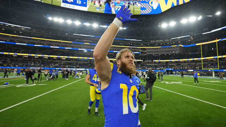 Dec 28, 2024; Inglewood, California, USA; Los Angeles Rams wide receiver Cooper Kupp (10) leaves the field after the game against the Arizona Cardinals at SoFi Stadium. Mandatory Credit: Kirby Lee-Imagn Images