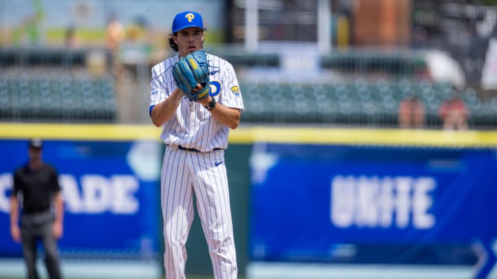 May 23, 2024; Charlotte, NC, USA; Pittsburgh Panthers pitcher Ryan Andrade (29) during the first inning against the North Carolina Tar Heels during the ACC Baseball Tournament at Truist Field. Mandatory Credit: Scott Kinser-USA TODAY Sports May 23, 2024; Charlotte, NC, USA; Pittsburgh Panthers pitcher Ryan Andrade (29) during the first inning against the North Carolina Tar Heels during the ACC Baseball Tournament at Truist Field. Mandatory Credit: Scott Kinser-USA TODAY Sports