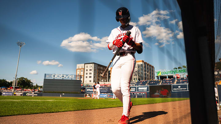 Kristian Campbell gets ready for an at-bat during a Triple-A Worcester game on Aug. 2, 2025 at Polar Park.