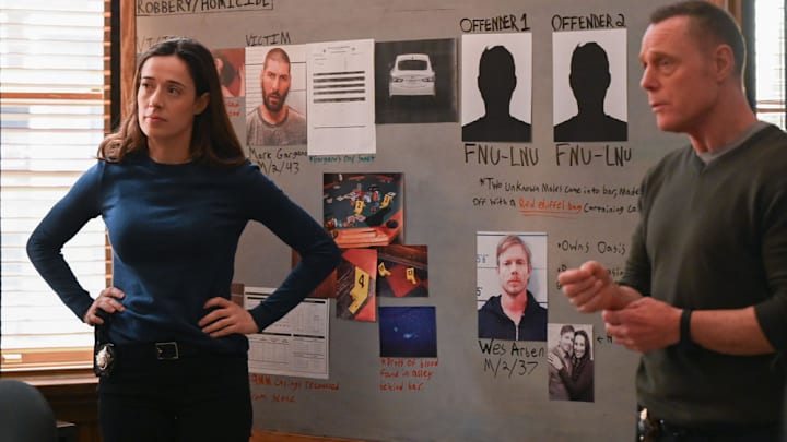 CHICAGO P.D. -- "Retread" Episode 11002 -- Pictured: (l-r) Marina Squerciati as Kim Burgess, Jason Beghe as Hank Voight -- (Photo by: Lori Allen/NBC)