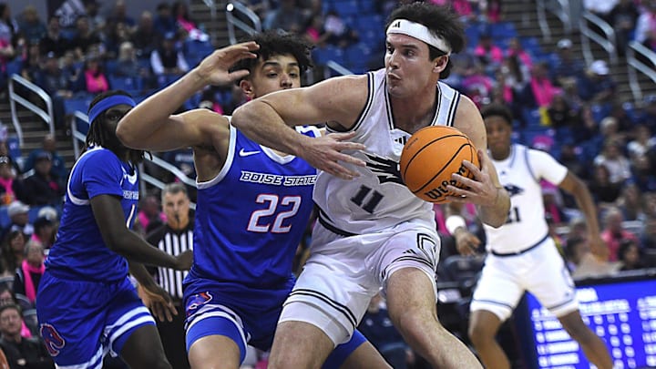 Nevada’s Nick Davidson looks to shoot against Boise State. Nevada’s Nick Davidson looks to shoot against Boise State.