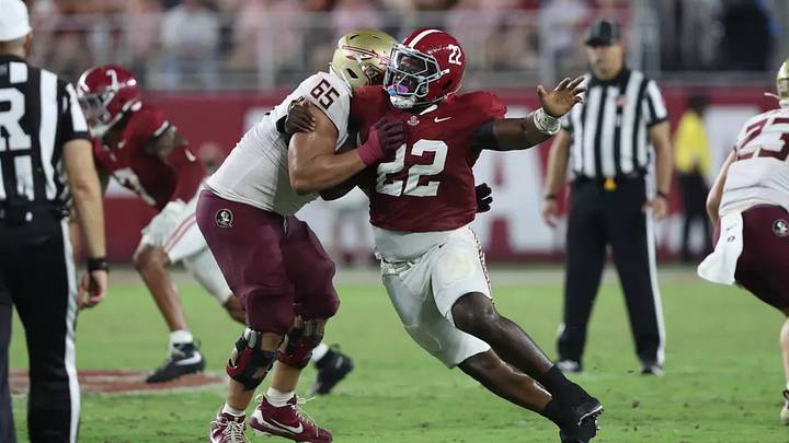Alabama Defensive Lineman Kedrick Bingley-Jones (22) in action against Florida State at Bryant-Denny Stadium in Tuscaloosa, AL on Saturday, Sep 19, 2026. Alabama Defensive Lineman Kedrick Bingley-Jones (22) in action against Florida State at Bryant-Denny Stadium in Tuscaloosa, AL on Saturday, Sep 19, 2026.