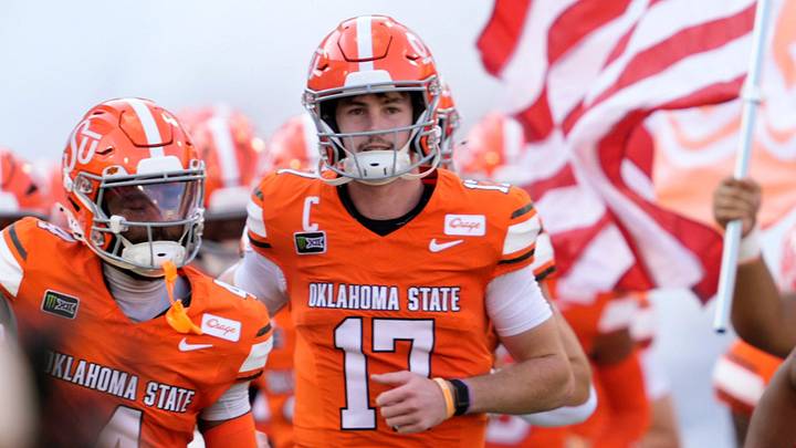 Oklahoma State 's Drew Mestemaker (17) runs on to the field before the college football game between the Oklahoma State Cowboys (OSU) and Murray State Racers at Boone Pickens Stadium in Stillwater, Okla., Saturday, Sept., 19, 2026. Oklahoma State 's Drew Mestemaker (17) runs on to the field before the college football game between the Oklahoma State Cowboys (OSU) and Murray State Racers at Boone Pickens Stadium in Stillwater, Okla., Saturday, Sept., 19, 2026.