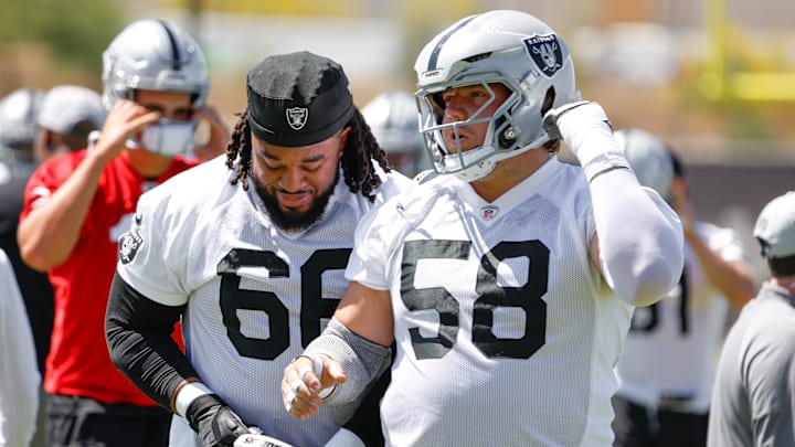 Las Vegas Raiders Dylan Parham, Jackson Powers-Johnson