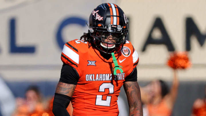 Oklahoma State's Korie Black (2) celebrates a play in the second half of the college football between the Oklahoma State University Cowboys and the Utah Utes at Boone Pickens Stadium in Stillwater, Okla., Saturday, Sept., 21, 2024. Oklahoma State's Korie Black (2) celebrates a play in the second half of the college football between the Oklahoma State University Cowboys and the Utah Utes at Boone Pickens Stadium in Stillwater, Okla., Saturday, Sept., 21, 2024.