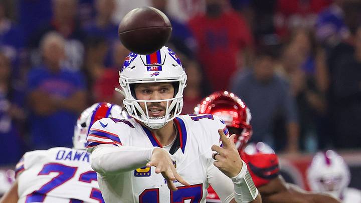 Nov 20, 2025; Houston, Texas, USA; Buffalo Bills quarterback Josh Allen (17) passes against the Houston Texans in the first quarter at NRG Stadium. Nov 20, 2025; Houston, Texas, USA; Buffalo Bills quarterback Josh Allen (17) passes against the Houston Texans in the first quarter at NRG Stadium.