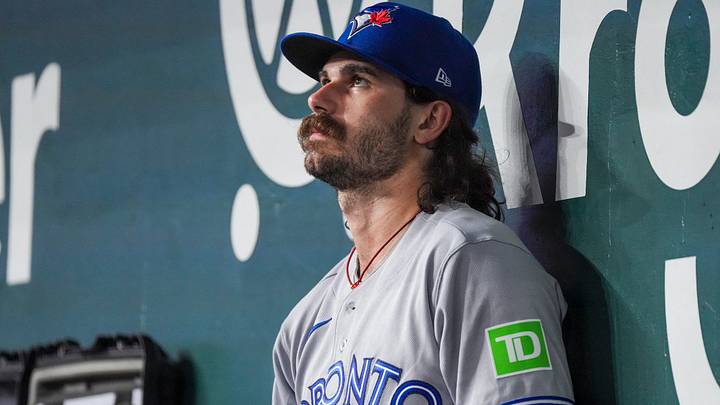 Toronto Blue Jays pitcher Dylan Cease (84) sits in the dugout after being relieved. Credit: Raymond Carlin III-Imagn Images Toronto Blue Jays pitcher Dylan Cease (84) sits in the dugout after being relieved. Credit: Raymond Carlin III-Imagn Images