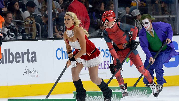 Oct 31, 2015; Los Angeles, CA, USA; Los Angeles Kings ice crew cleans the ice on Halloween day against the Nashville Predators game at Staples Center. Mandatory Credit: Jayne Kamin-Oncea-USA TODAY Sports Oct 31, 2015; Los Angeles, CA, USA; Los Angeles Kings ice crew cleans the ice on Halloween day against the Nashville Predators game at Staples Center. Mandatory Credit: Jayne Kamin-Oncea-USA TODAY Sports