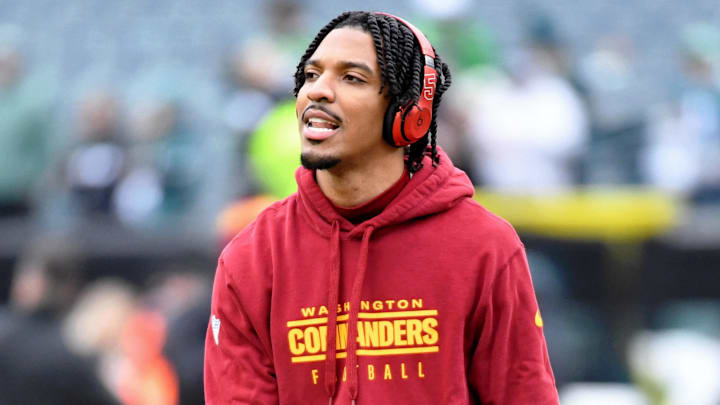 Jan 26, 2025; Washington Commanders quarterback Jayden Daniels before the NFC Championship game at Lincoln Financial Field.