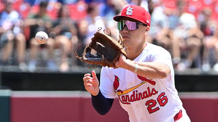 Jul 30, 2026; St. Louis, Missouri, USA; St. Louis Cardinals second baseman JJ Wetherholt (26) catches the ball for an out on the Chicago Cubs in the first inning at Busch Stadium. Mandatory Credit: Tim Vizer-Imagn Images Jul 30, 2026; St. Louis, Missouri, USA; St. Louis Cardinals second baseman JJ Wetherholt (26) catches the ball for an out on the Chicago Cubs in the first inning at Busch Stadium. Mandatory Credit: Tim Vizer-Imagn Images