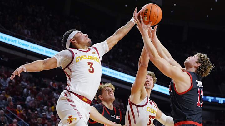 Iowa State's Tamin Lipsey (3) battles for a rebound during a recent game. Iowa State's Tamin Lipsey (3) battles for a rebound during a recent game.