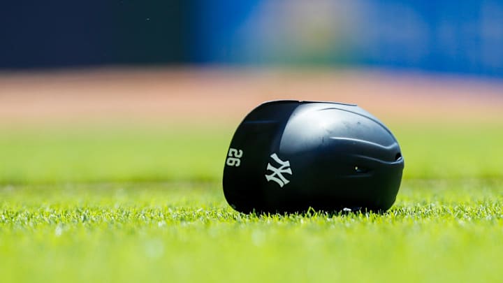 May 21, 2023; Cincinnati, Ohio, USA; The helmet of New York Yankees third baseman DJ LeMahieu (26) during the fifth inning against the Cincinnati Reds at Great American Ball Park. Mandatory Credit: Katie Stratman-Imagn Images May 21, 2023; Cincinnati, Ohio, USA; The helmet of New York Yankees third baseman DJ LeMahieu (26) during the fifth inning against the Cincinnati Reds at Great American Ball Park. Mandatory Credit: Katie Stratman-Imagn Images