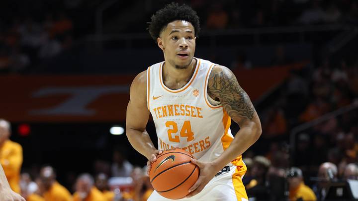 Nov 20, 2025; Knoxville, Tennessee, USA; Tennessee Volunteers guard Troy Henderson (24) looks to move the ball against the Tennessee State Tigers during the first half at Thompson-Boling Arena at Food City Center. Mandatory Credit: Randy Sartin-Imagn Images Nov 20, 2025; Knoxville, Tennessee, USA; Tennessee Volunteers guard Troy Henderson (24) looks to move the ball against the Tennessee State Tigers during the first half at Thompson-Boling Arena at Food City Center. Mandatory Credit: Randy Sartin-Imagn Images